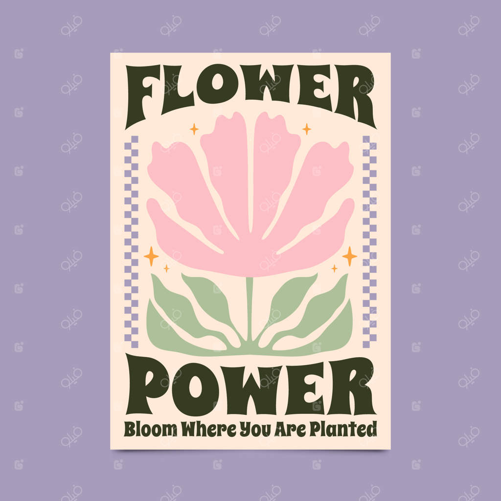 قالب پوستر بازار هیپی با طراحی تخت