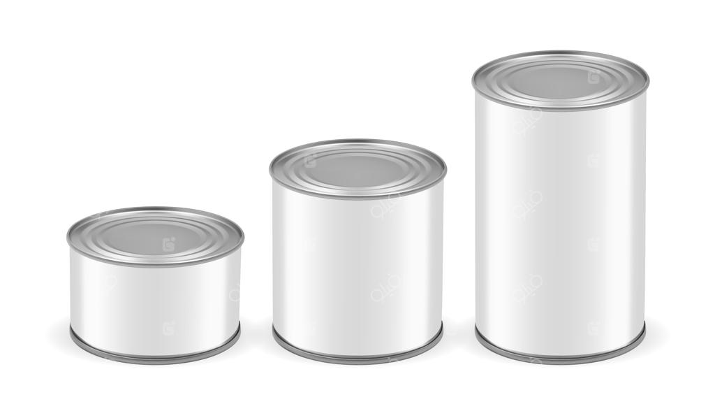 طرح گرافیکی قوطی‌های سایزهای مختلف روی پس‌زمینه سفید