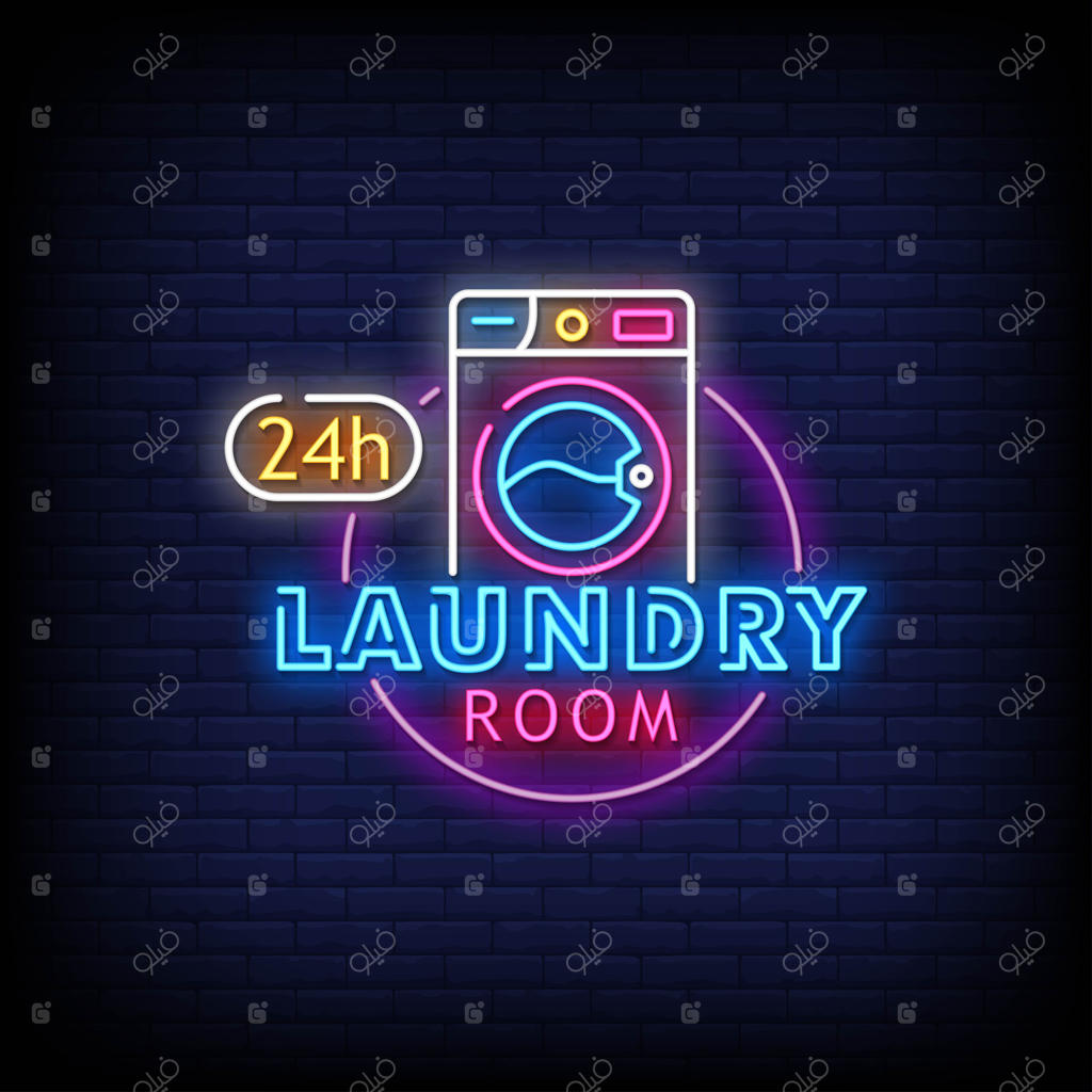 متن نشان‌های نئونی برای لوگوی اتاق لباس‌شویی