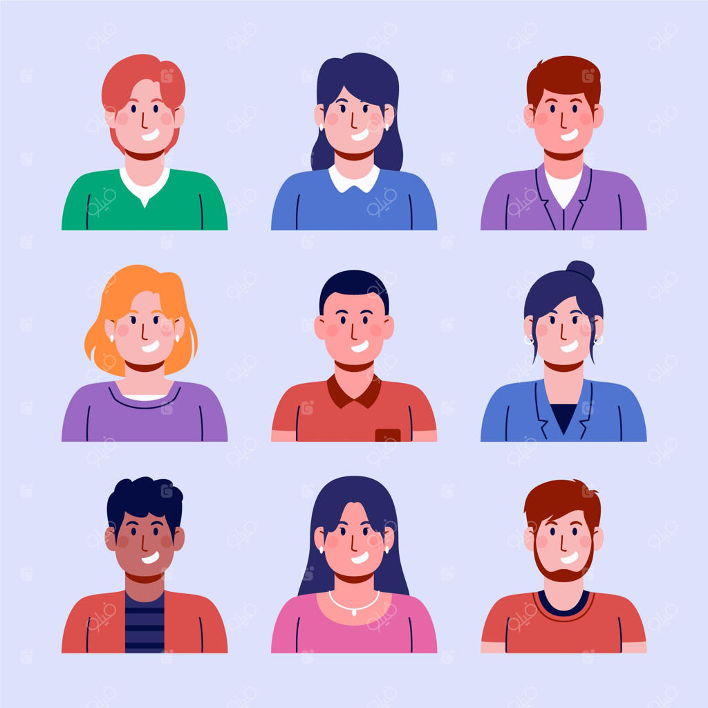 مجموعه دستی آیکون‌های پروفایل برای مردان و زنان