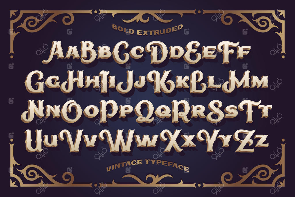 فونت وکتور قدیمی با تزیینات زیبا