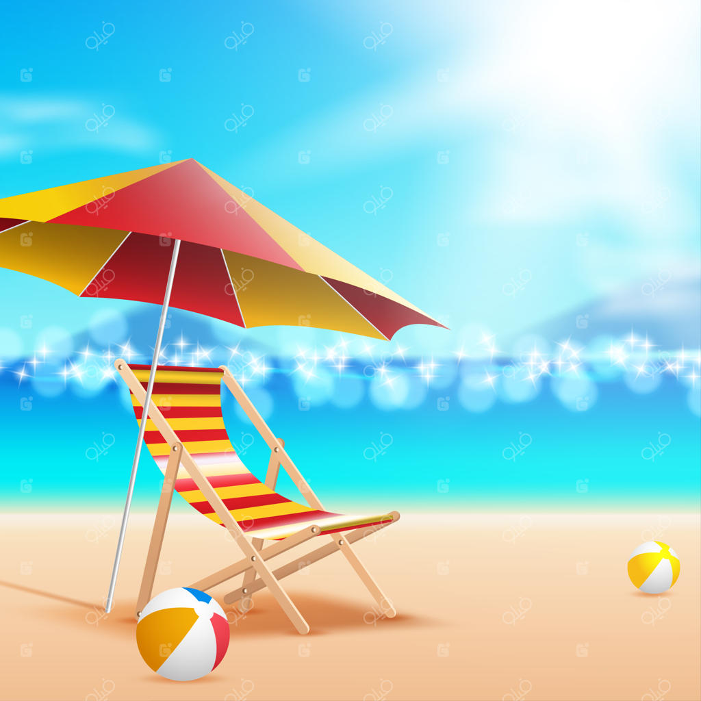 چتر و صندلی کنار دریا