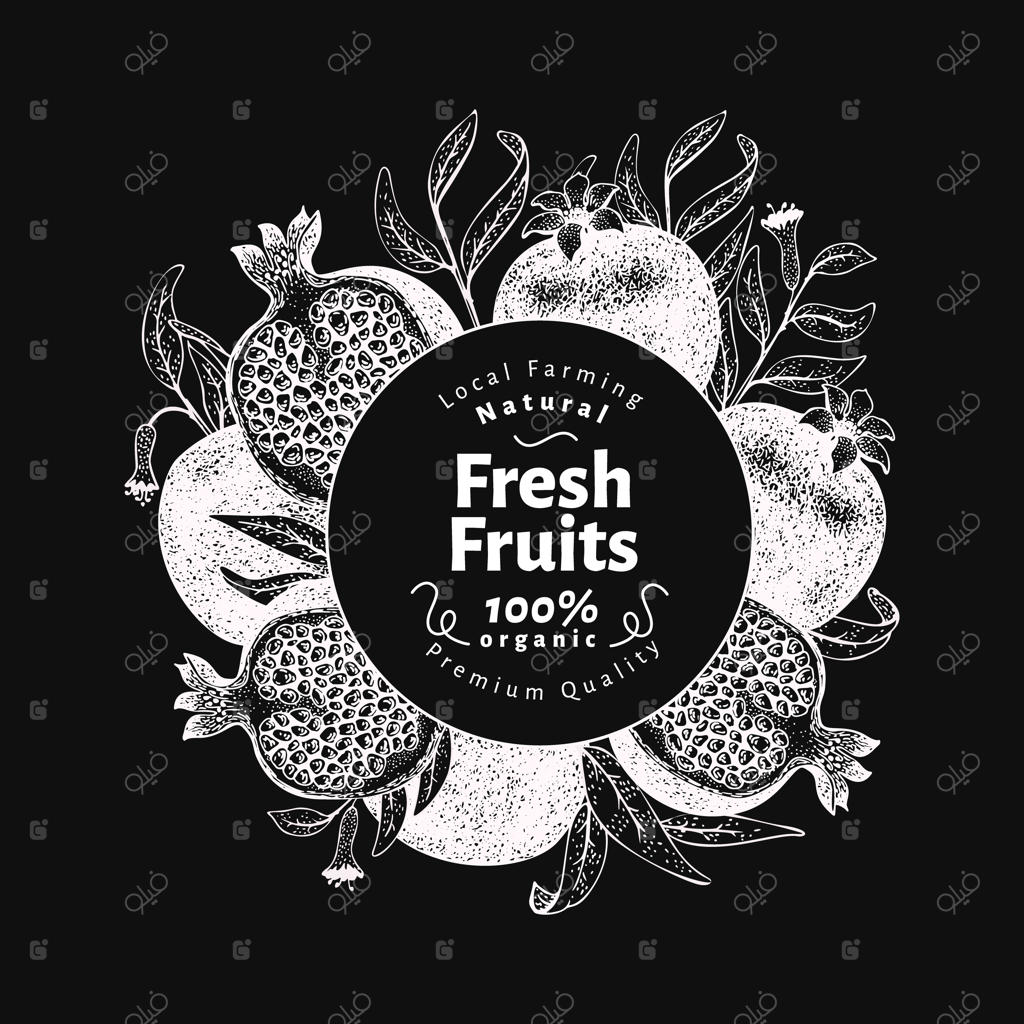 قالب طراحی میوه انار.