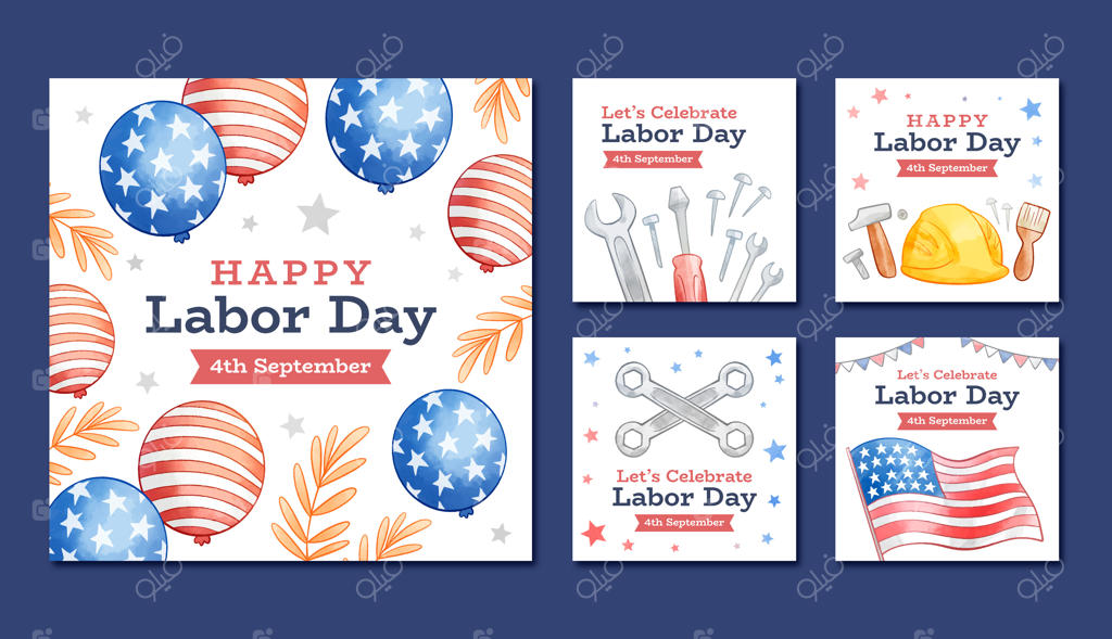 طرح طراحی روز کارگر با آبرنگ