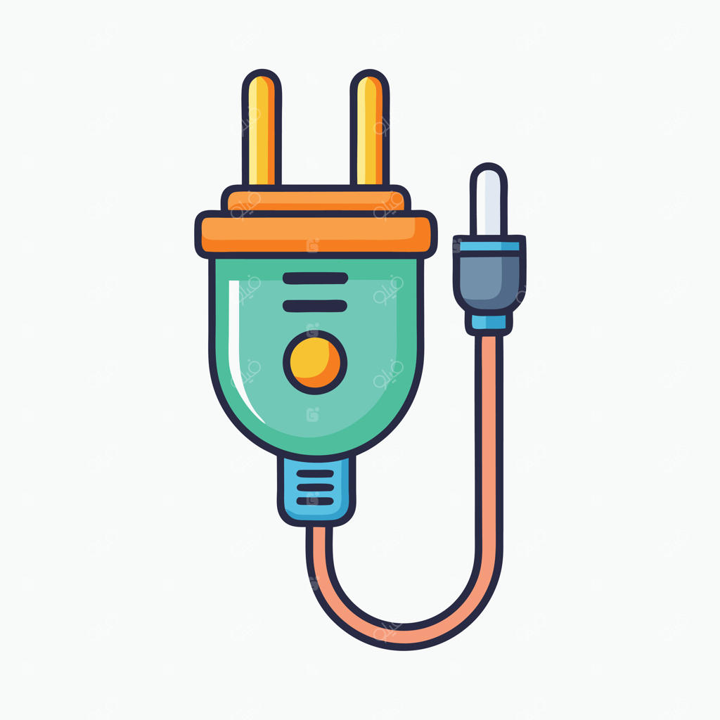 تصویری رنگارنگ از یک دوشاخه و سیم برق