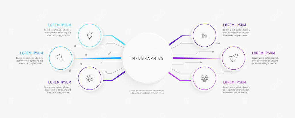 اینفوگرافیک با آیکون‌ها و مراحل یا گزینه‌ها