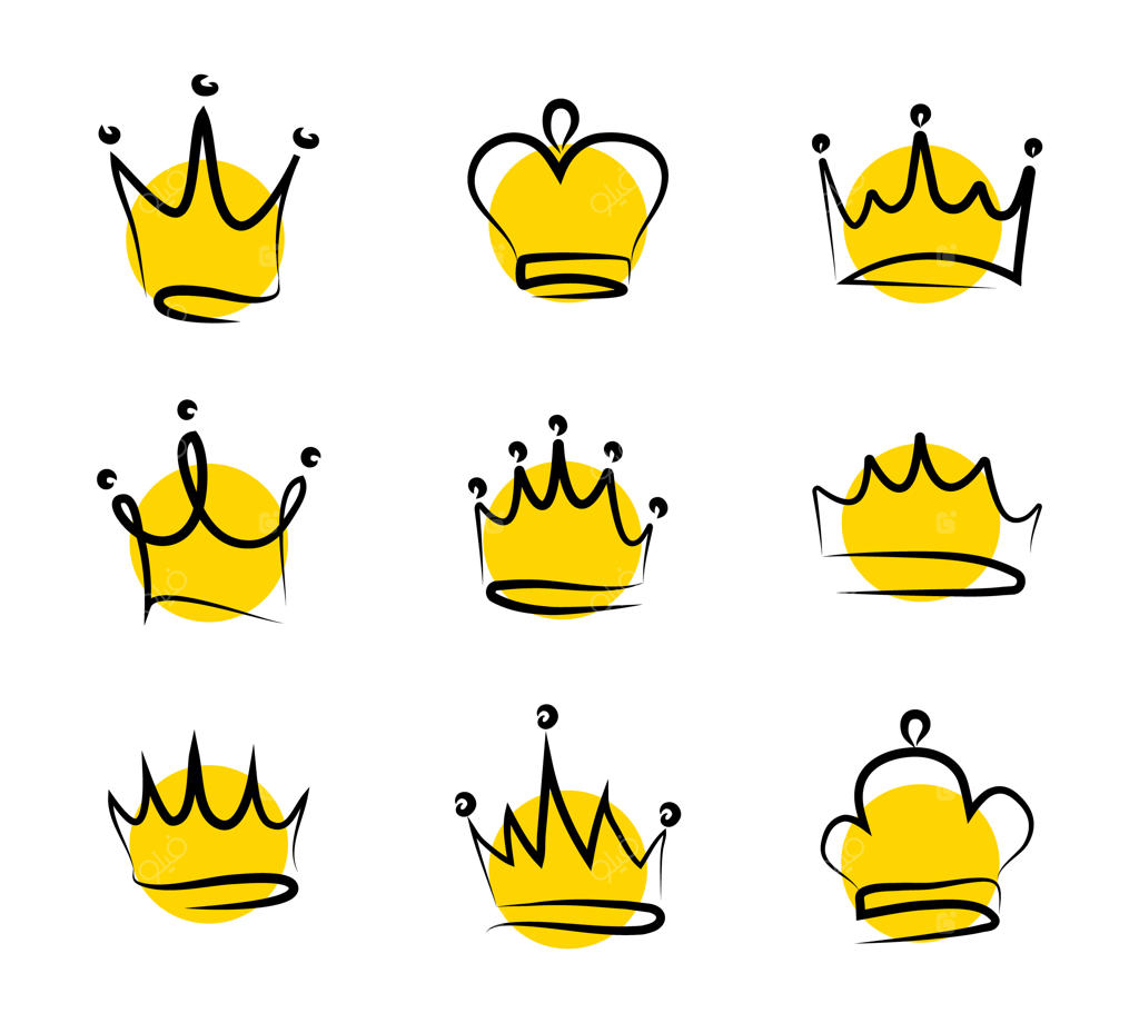 مجموعه تاج‌های طراحی شده دستی و اسکچ تاج‌ها