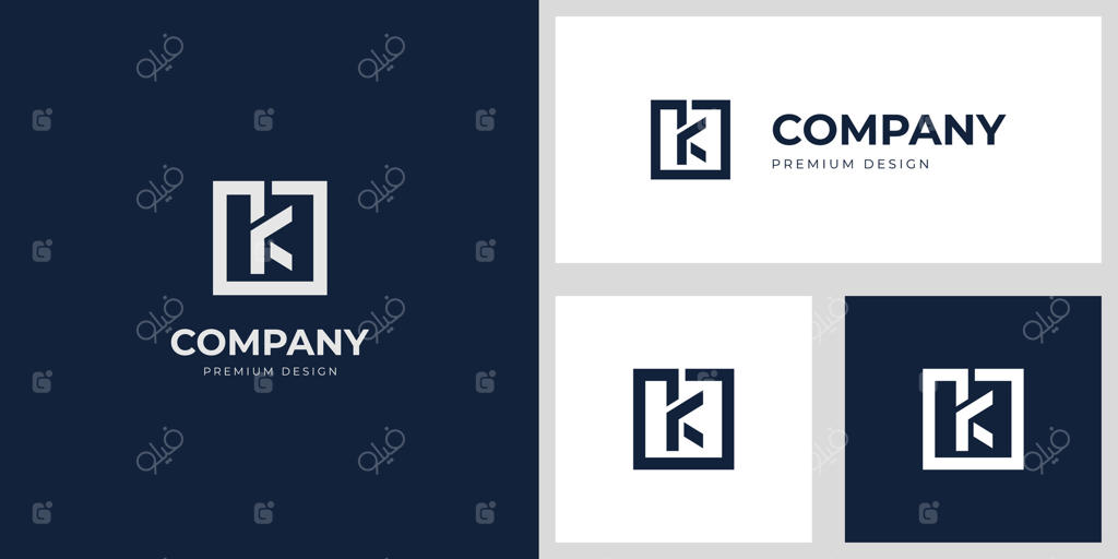 طراحی هویت لوگوی مدرن با حرف K. هویت برند با نماد مربعی و حرف K.