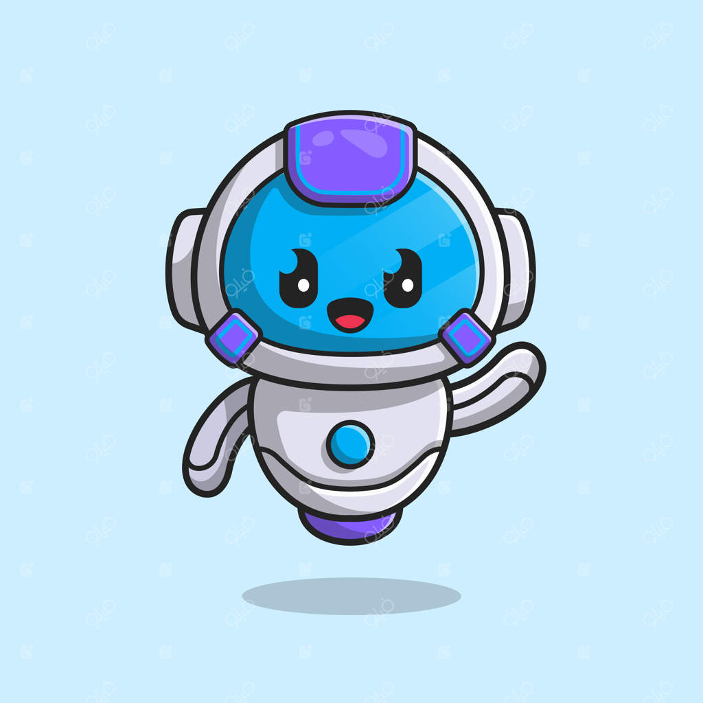 تصویر کارتونی آیکون ربات بامزه.