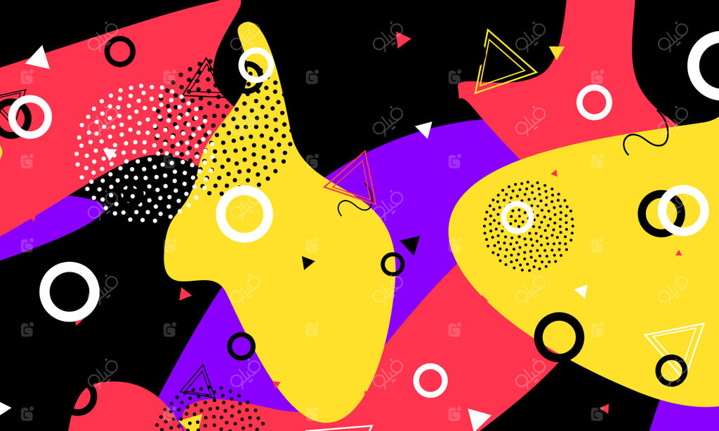 عناصر مایع با الگوهای دهه ۹۰ در ترکیب معاصر و انتزاعی