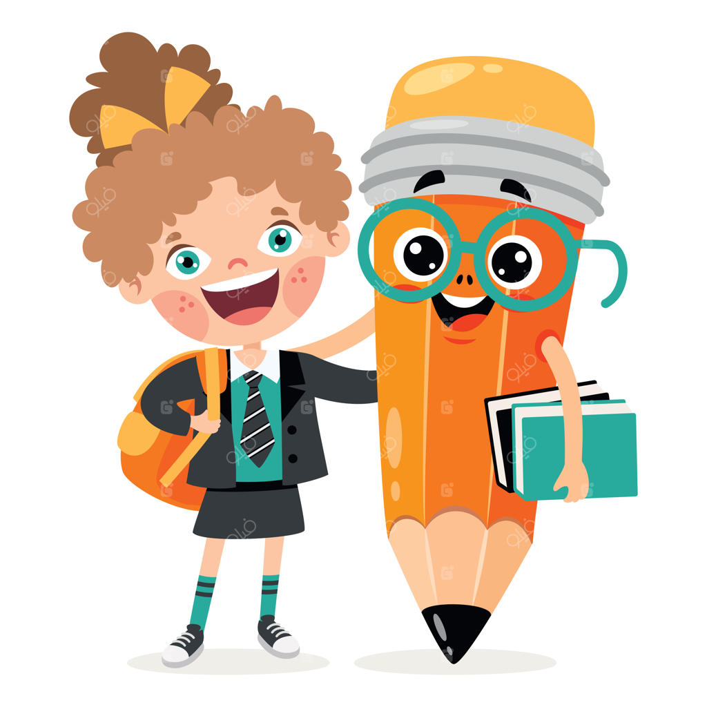 ژست گرفتن کودکان با کاراکتر مداد