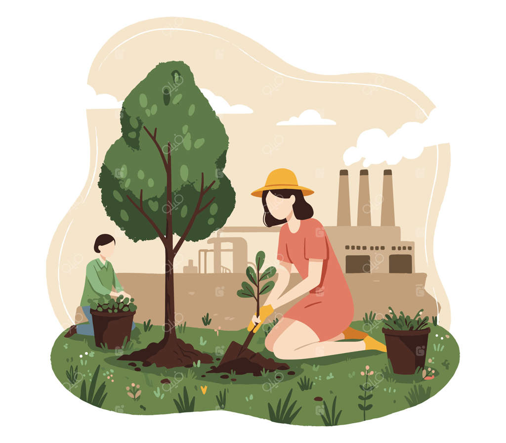 کاشت درختان توسط مردم در باغچه