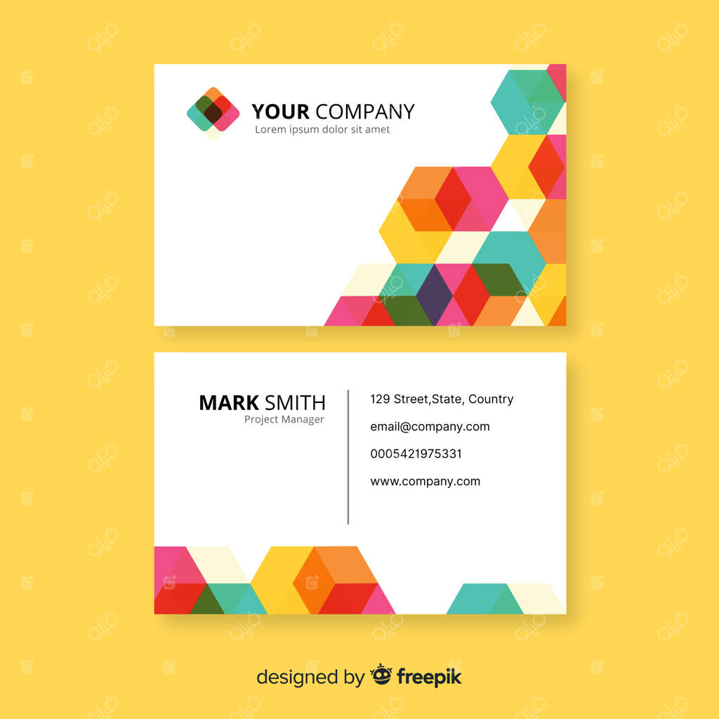 قالب کارت ویزیت با طرح هندسی انتزاعی