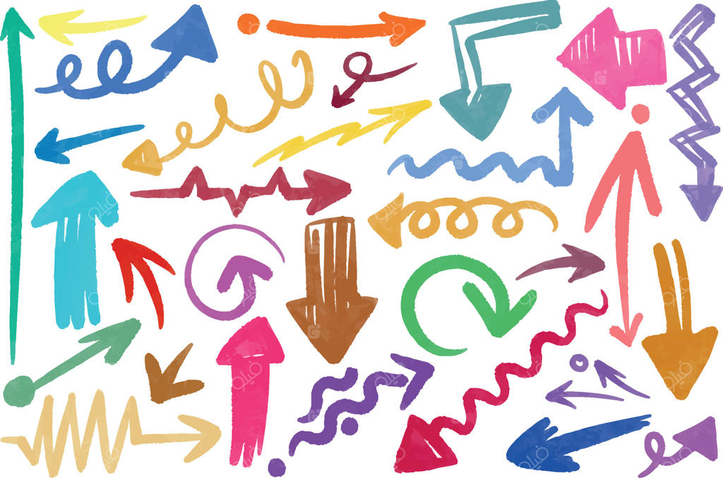 مجموعه‌ای زنده از پیکان‌های رنگارنگ دست‌ساز برای طراحی پرانرژی و جذاب