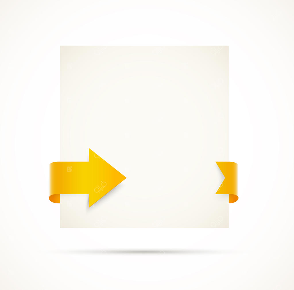 صفحه سفید خالی با روبان نارنجی و فلش