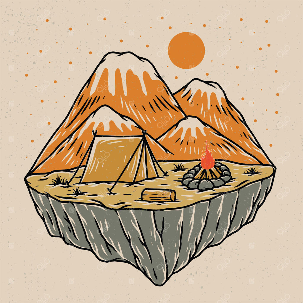 مفهوم هنر کمپینگ با سبک تصویرسازی دستی