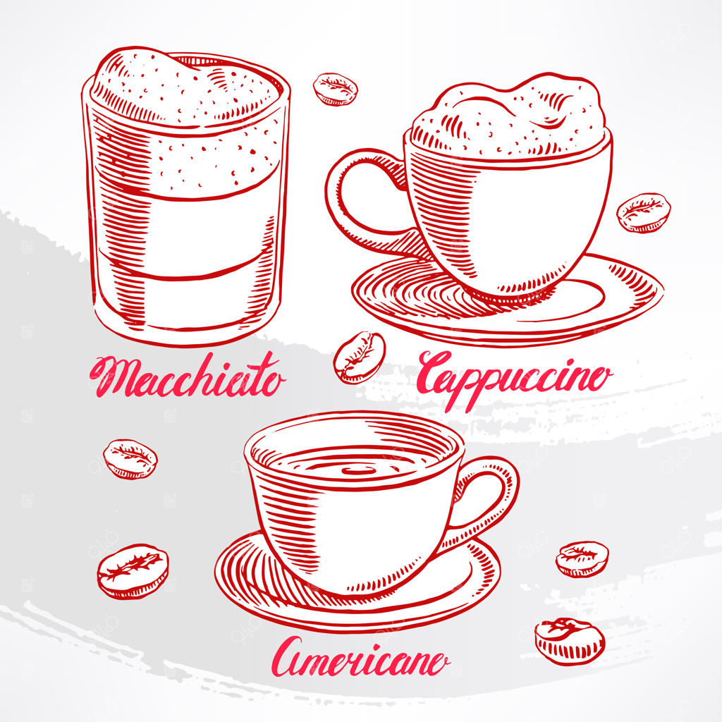 مجموعه‌ای از انواع قهوه‌ها