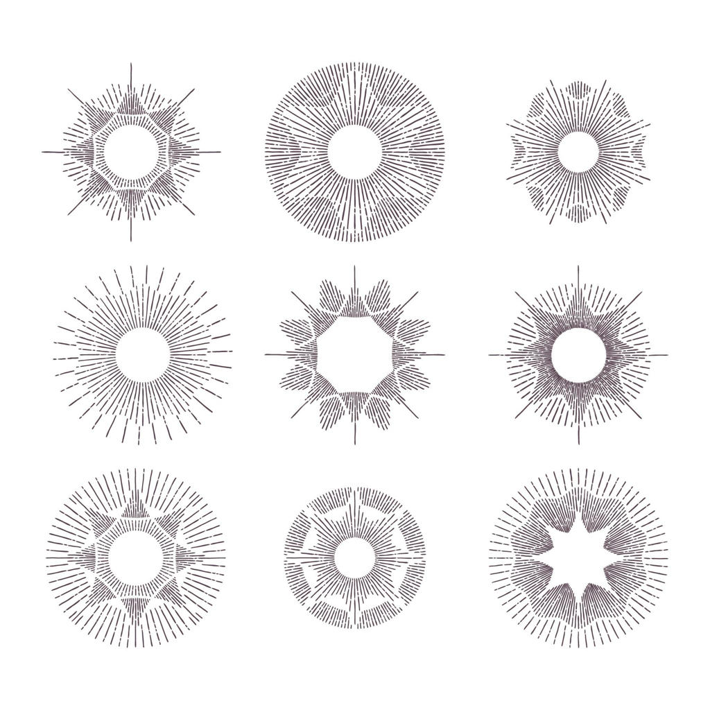 مجموعه‌ای از خورشیدهای دستی طراحی شده