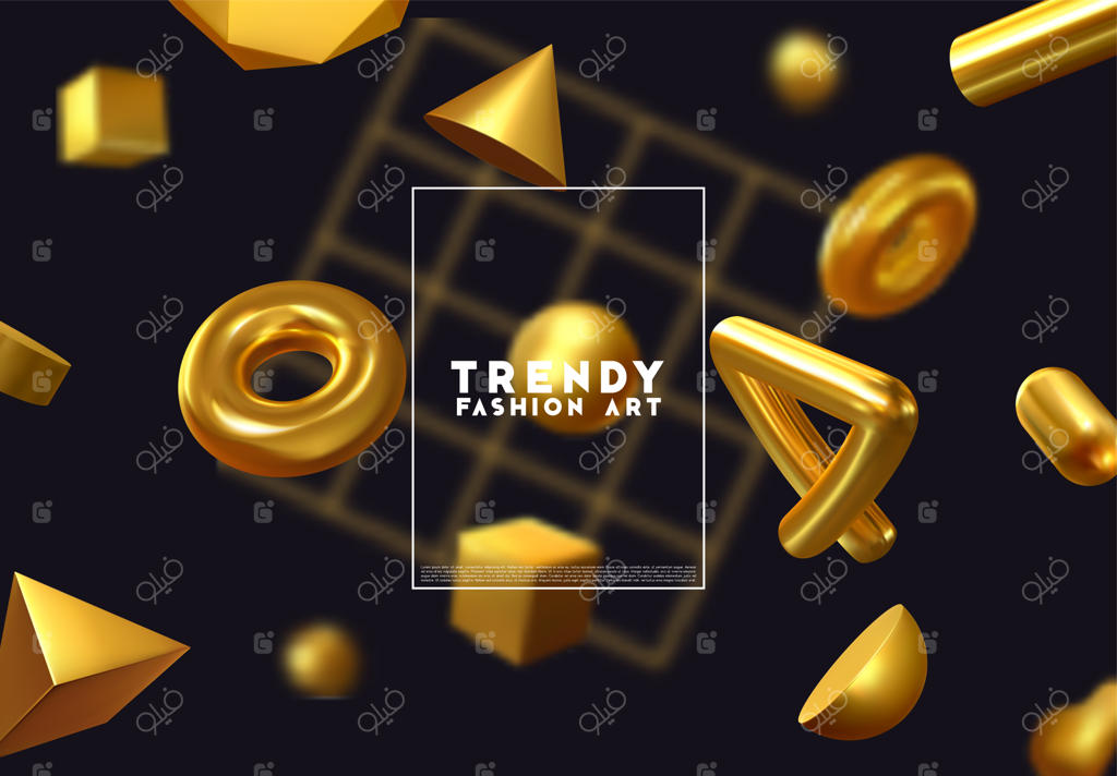 زمینه‌ی انتزاعی با اشکال هندسی سه‌بعدی واقع‌گرایانه - تصویر برداری