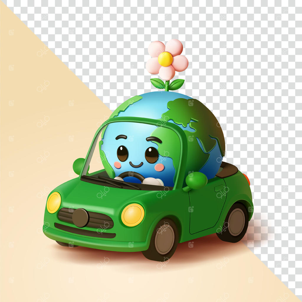 شخصیت بامزه زمین در حال رانندگی