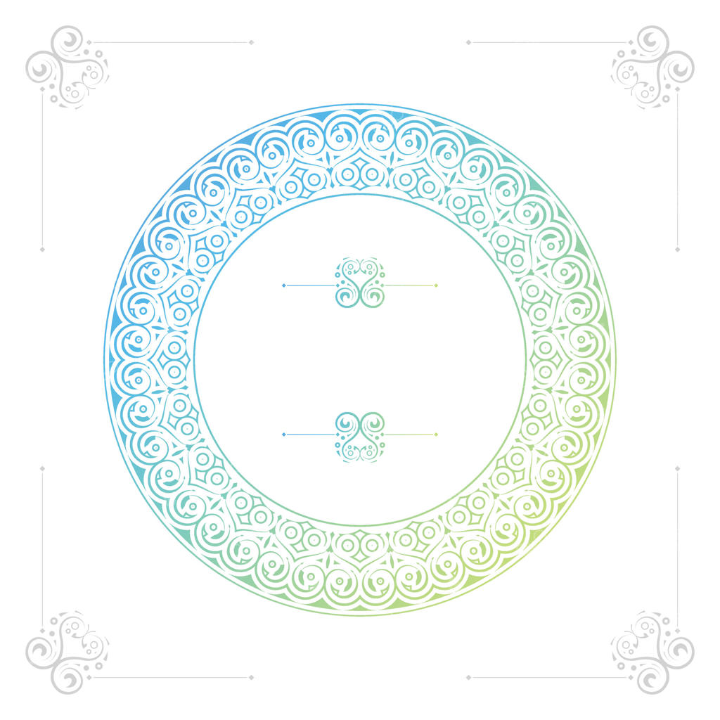 قالب قاب دایره‌ای تزئینی با الگوهای گوشه‌ای زیبا و گرادیانت