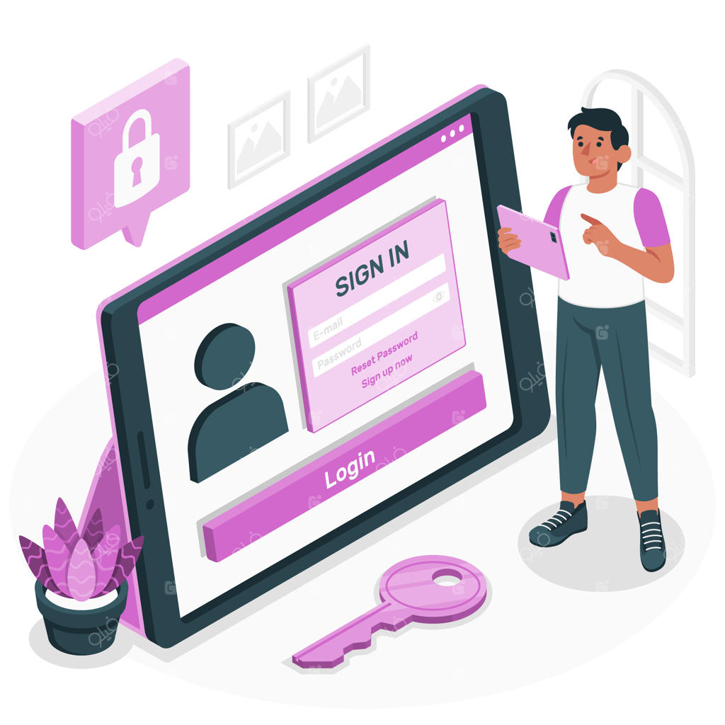 تصویر مفهومی ورود با تبلت