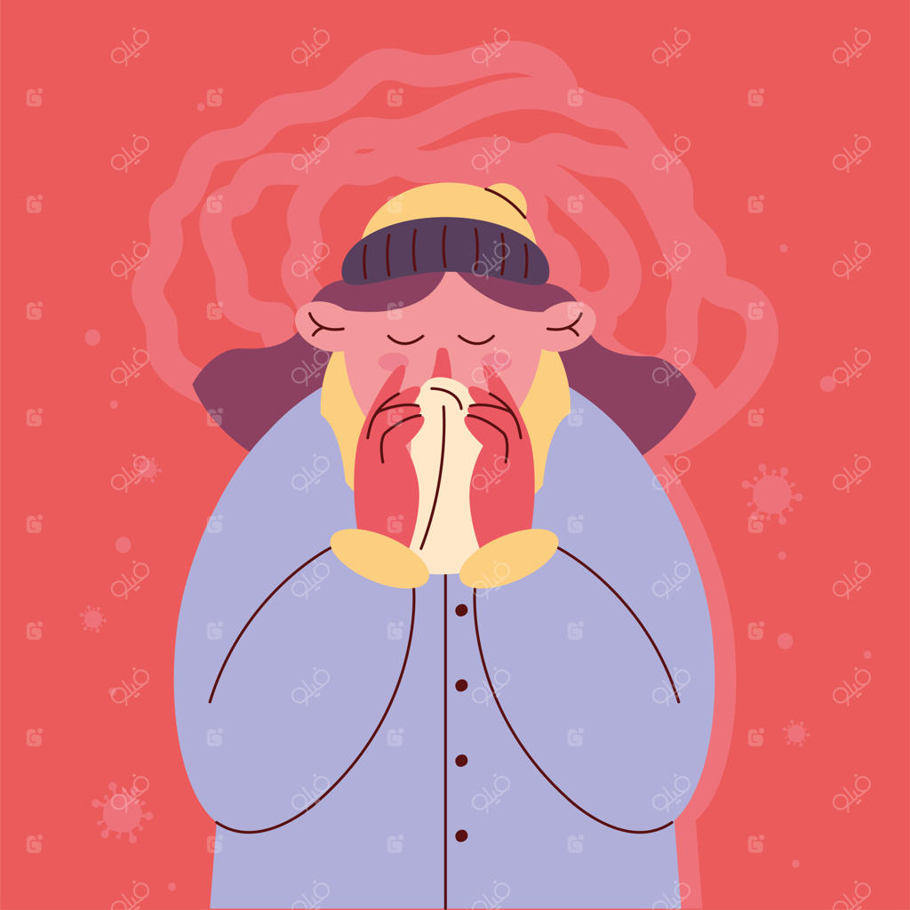 زنی مبتلا به آنفولانزا