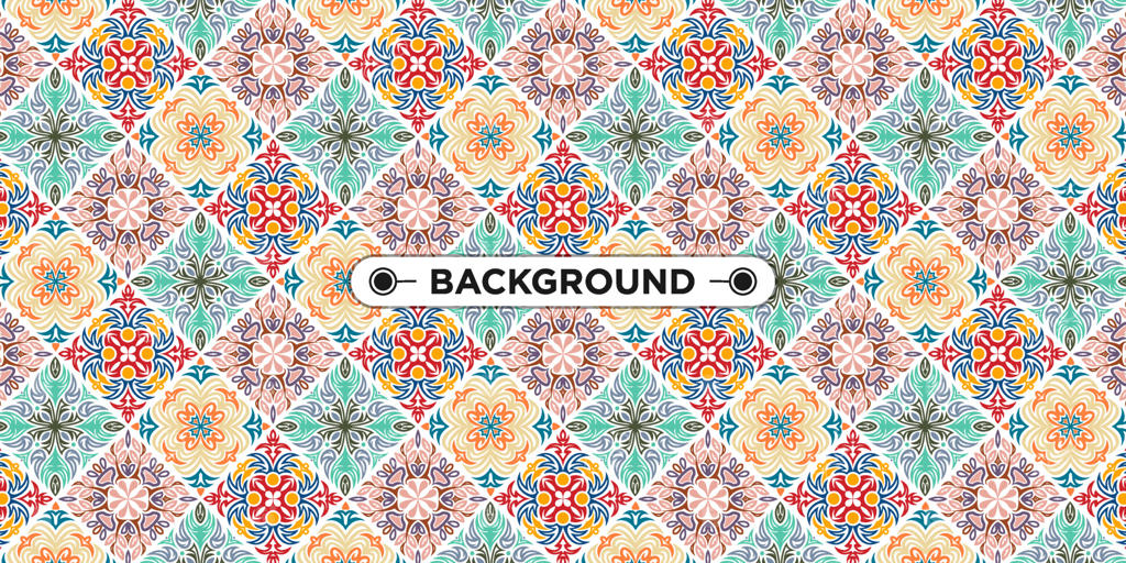 پس‌زمینه پترن ماندالا با نقوش قومیتی رنگارنگ