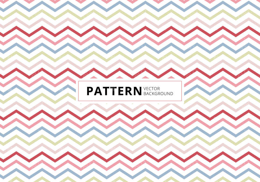 الگوی زیگزاگ به رنگ‌های آبی، صورتی و قرمز بر روی زمینه سفید.