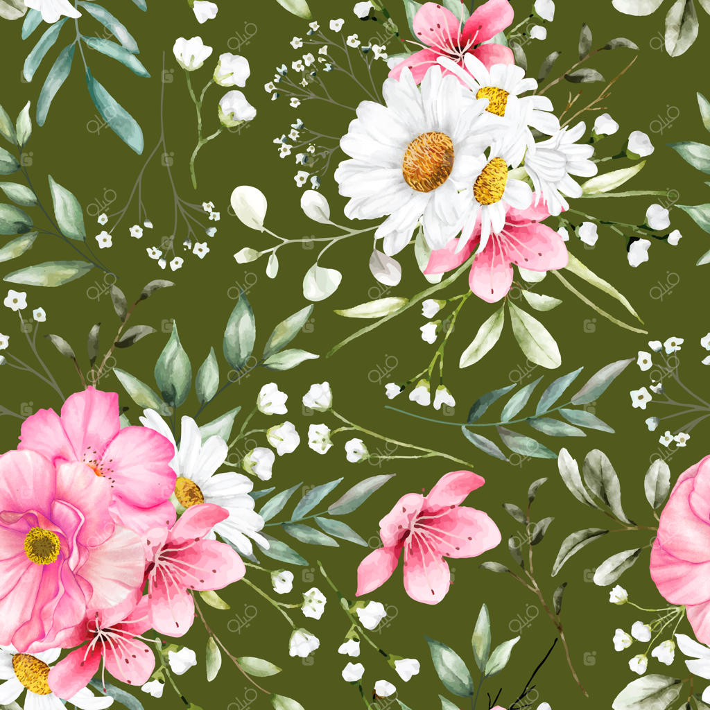 پترن گل‌دار دستی در تُن‌های صورتی و سفید