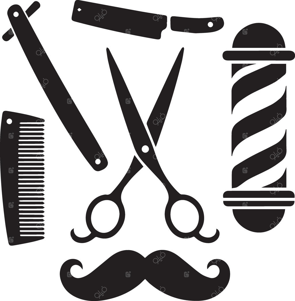 مجموعه آیکون های سیلوئت ابزارهای آرایشگری