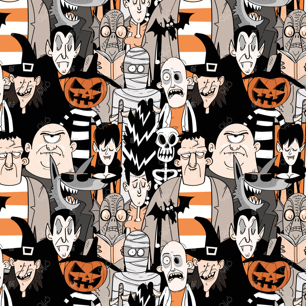 پترن یکپارچه هیولاهای هالووین