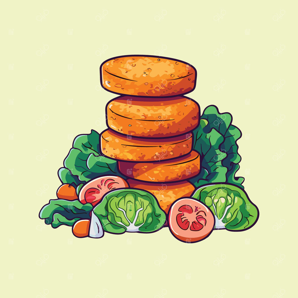 تصویرسازی هنری ناگت سبزیجات برای منو، پوستر و وبسایت