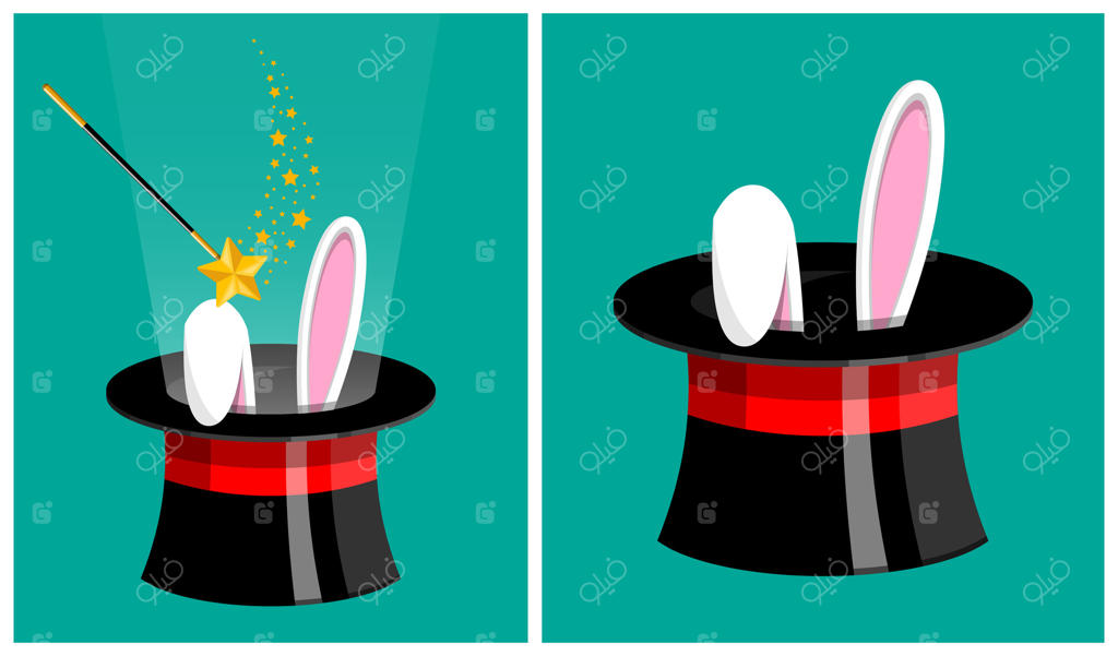 کلاه شعبده‌بازی با گوش‌های خرگوشی و چوب جادوی ستاره‌دار