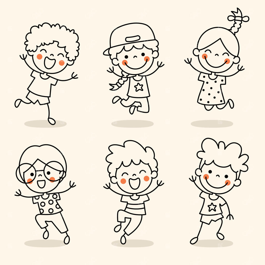 نقاشی دستی کودکان کارتونی بامزه