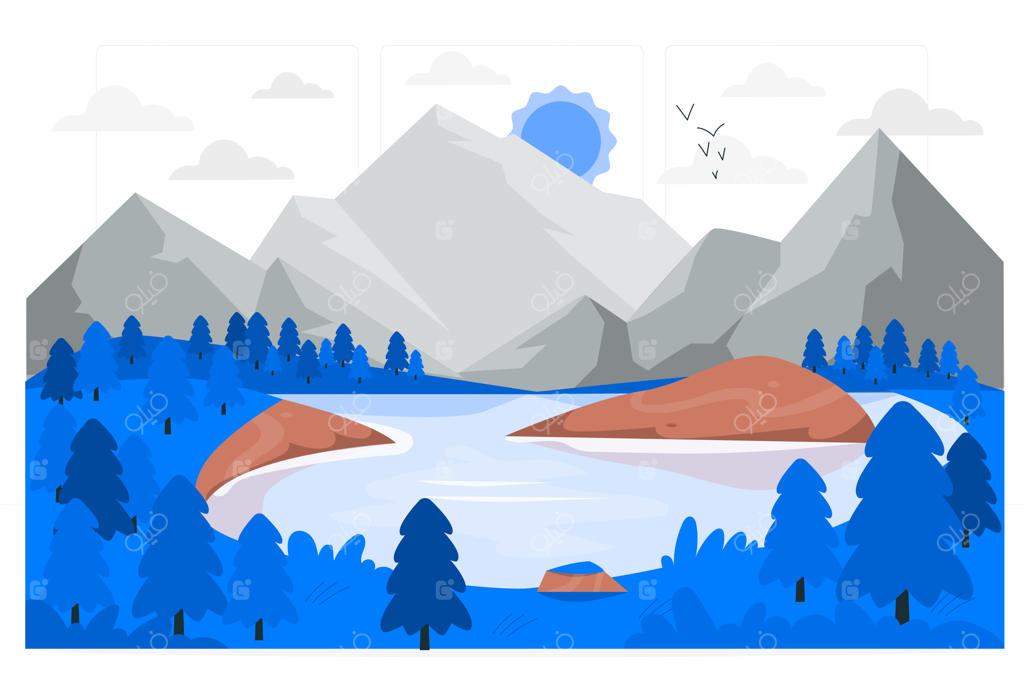 تصویر مفهومی دریاچه در دره کوهستانی