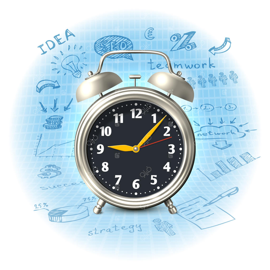 پس‌زمینه تجاری با ساعت زنگ‌دار