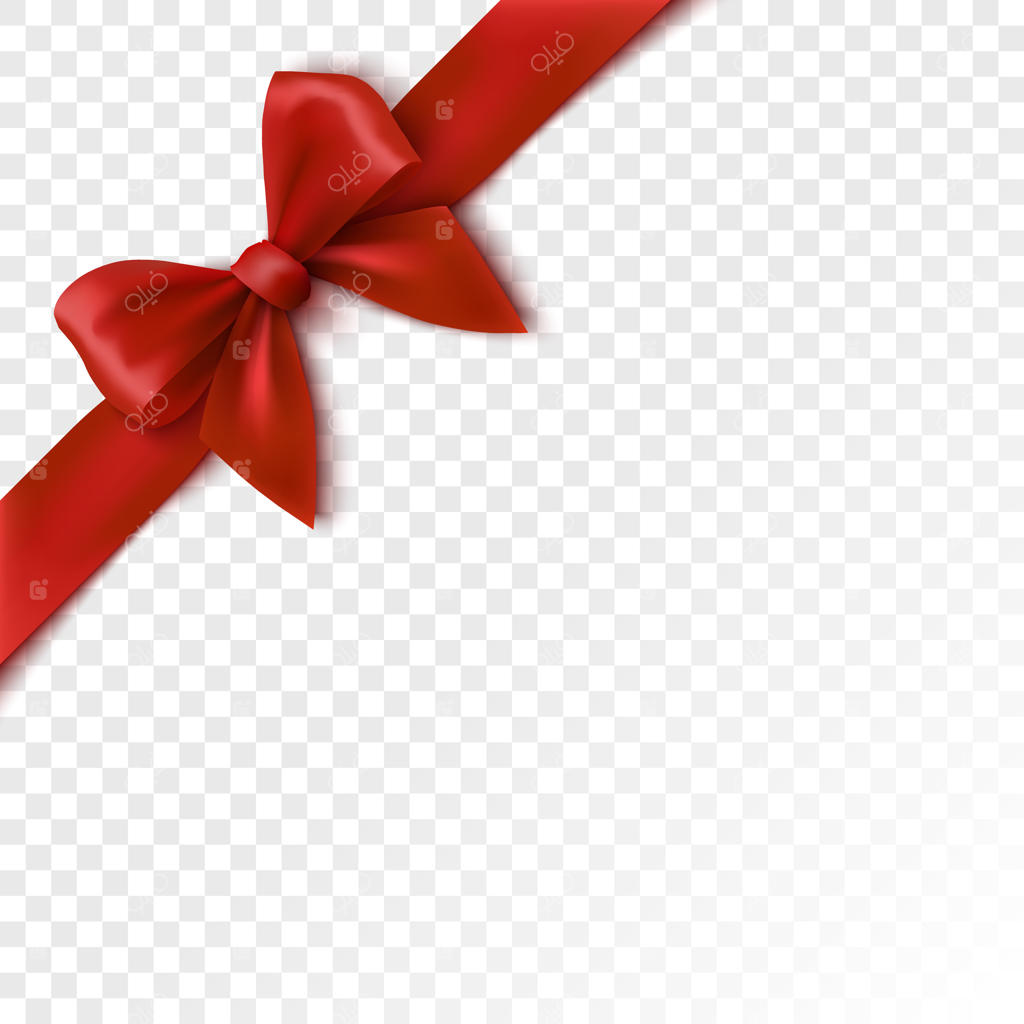 تصویر روبان هدیه جعبه با طرح پاپیون قرمز جشن