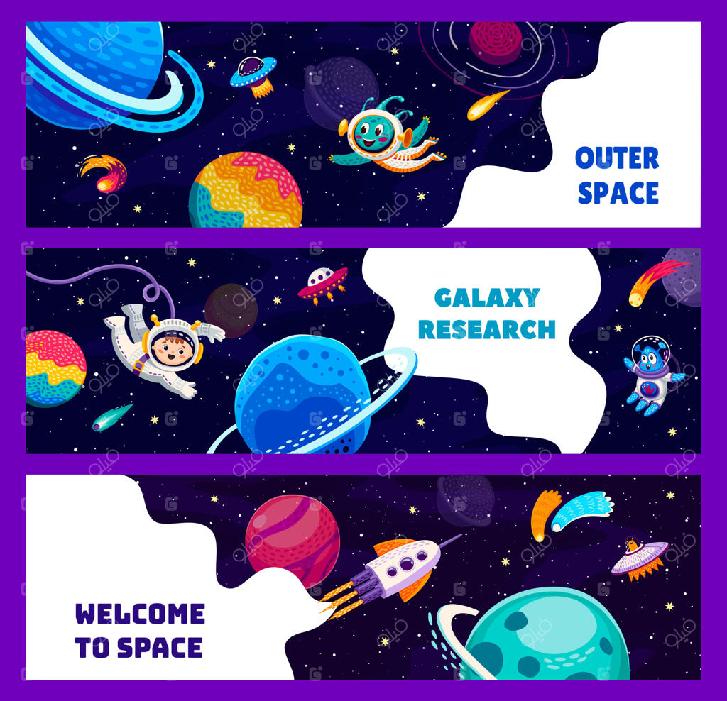 بنرهای کهکشانی: فضانورد کوچک و سیارات فضا
