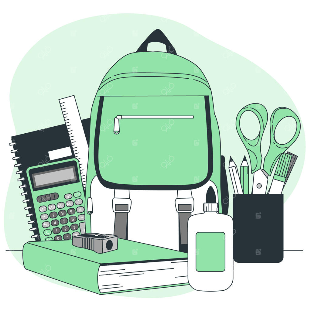 تصویرسازی مفهوم لوازم التحریر مدرسه