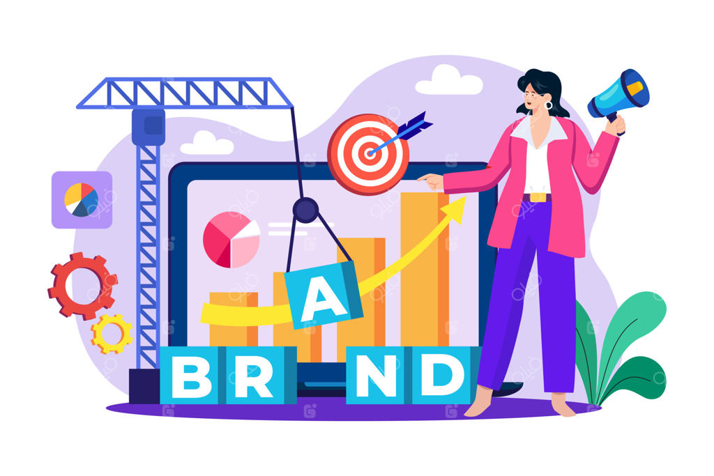 تصویرسازی مفهومی مدیر برند با پس‌زمینه سفید