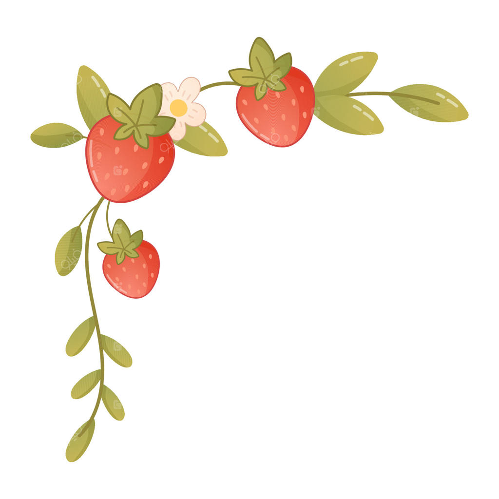 تصویر تزیینی توت‌فرنگی و برگ در گوشه صفحه