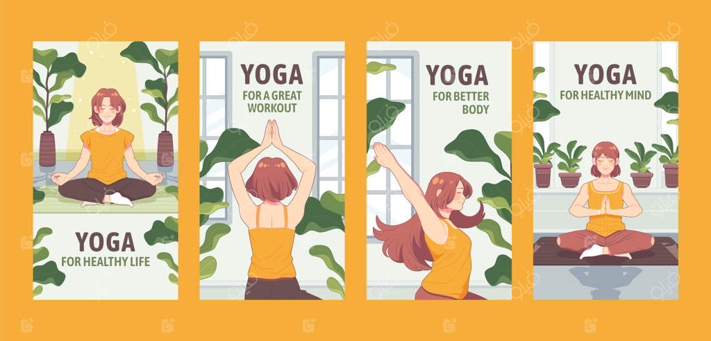 استوری‌های اینستاگرام درباره عقب‌نشینی یوگا با طراحی دستی