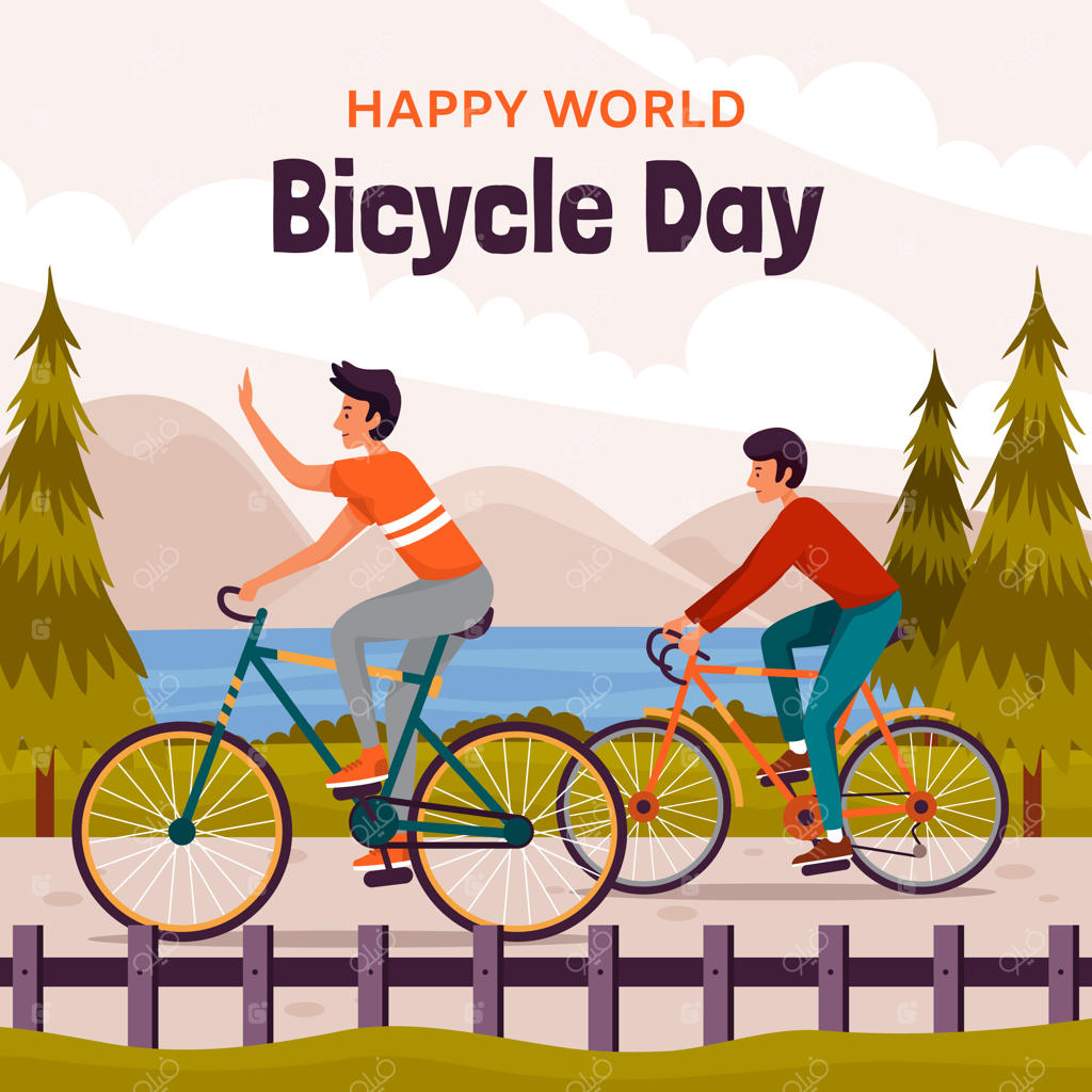 تصویرسازی ساده برای جشن روز جهانی دوچرخه