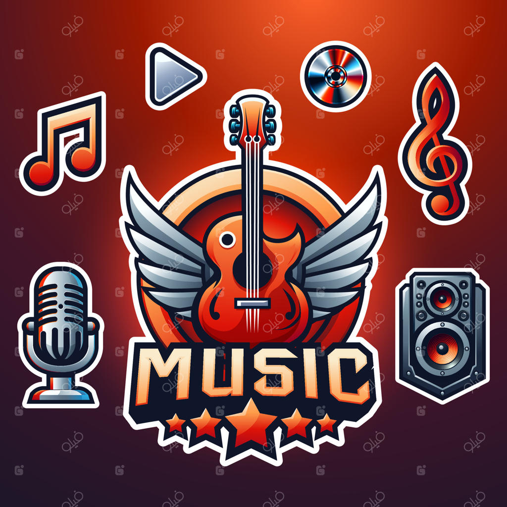 مجموعه استیکرهای طراحی لوگوی موسیقی