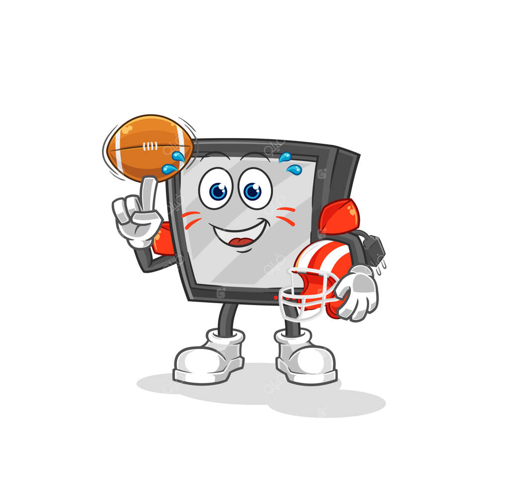 وکتور کاراکتر کارتونی تلویزیون در حال پخش راگبی