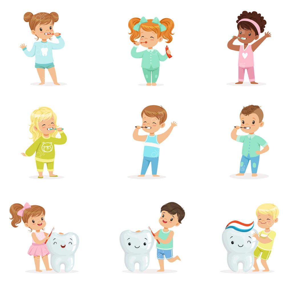 مجموعه‌ای از تصاویر کارتونی رنگارنگ با جزئیات بر روی پس‌زمینه سفید