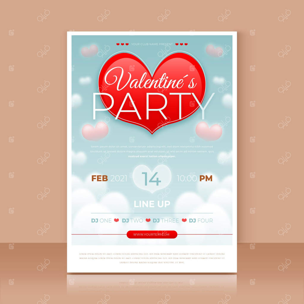 قالب پوستر جشن روز ولنتاین با طراحی ساده