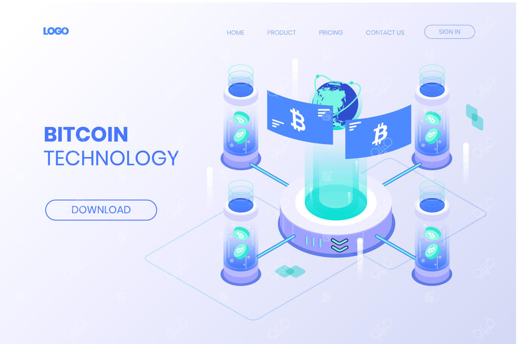 صفحه فرود فناوری بیت‌کوین ایزومتریک