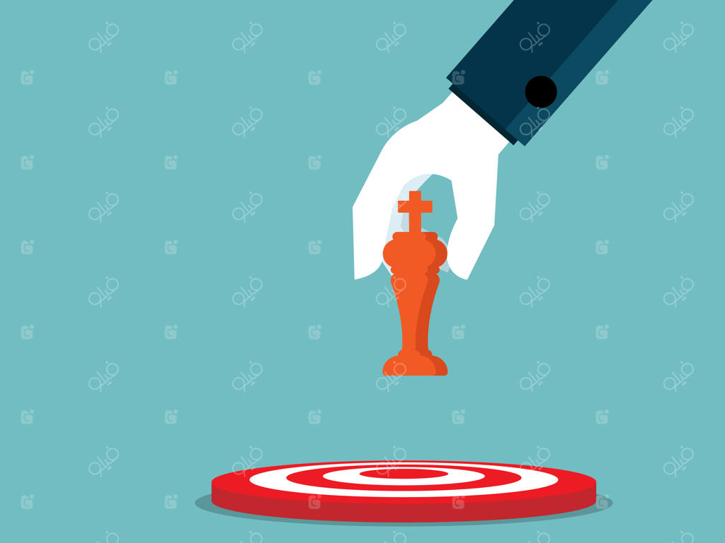 تصویری از دستی که مهره شطرنج را به سمت صفحه دارت می‌برد